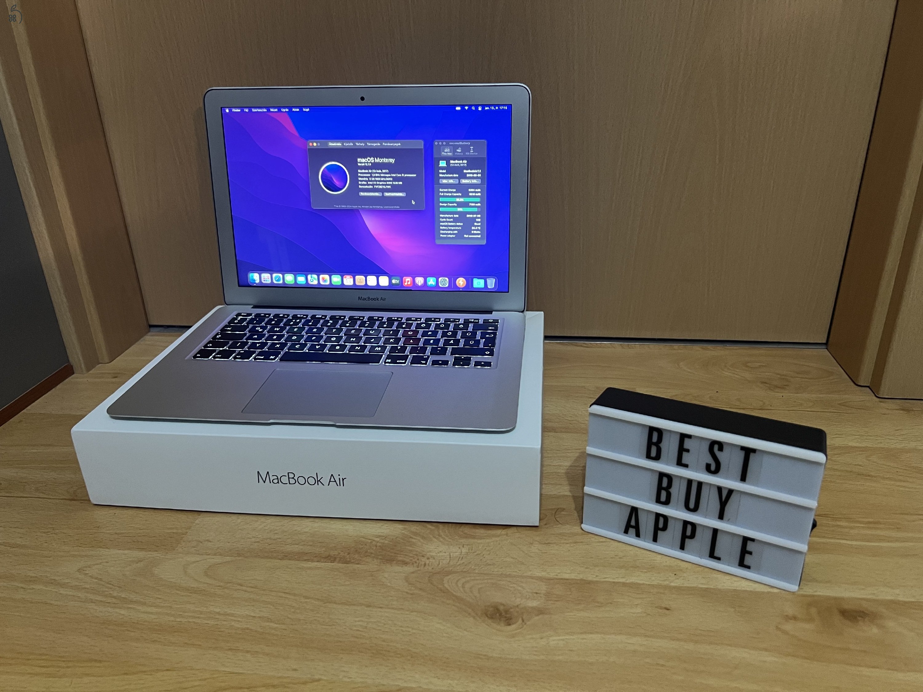 2017 MacBook Air 13 / i5 / 8GB / 128GB SSD / Magyar / 91% Aksi / Korrekt Áron Eladó ! ! !