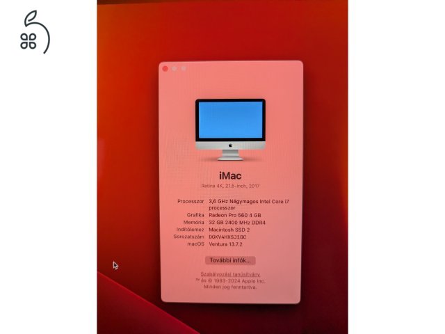 iMac 2017 4K CTO i7 minden tartozékával