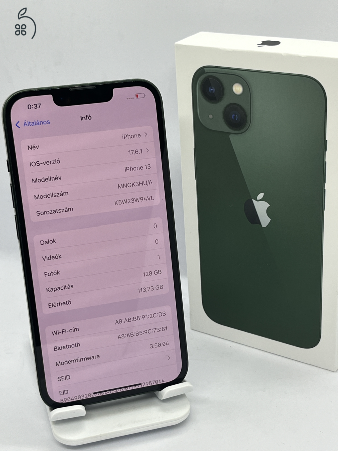 Iphone 13 128GB Zöld Nagyon Szép Állapotban, Üzletből Garanciával