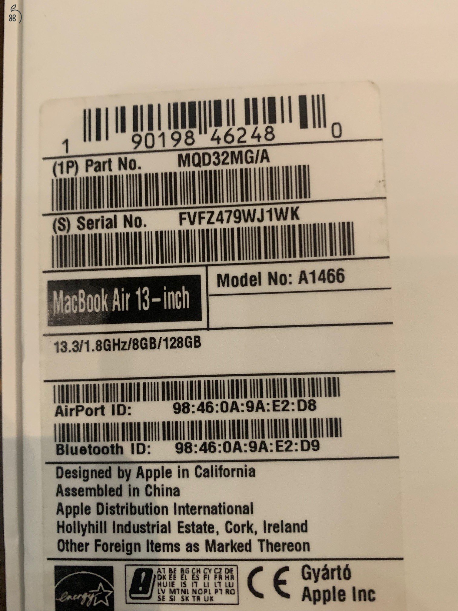 MacBook  Air 13 eladó