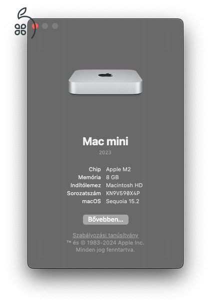 Garanciális Mac Mini M2/8GB/256GB + Satechi NVMe SSD HUB