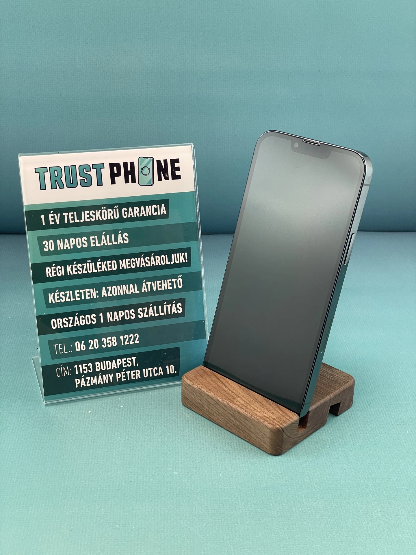 !! 1 ÉV GARANCIA !! iPhone 13 Pro Max Alpine Green 128 GB – TRU8183VA – 100% AKKU – ÚJ 60Hz Kijelző