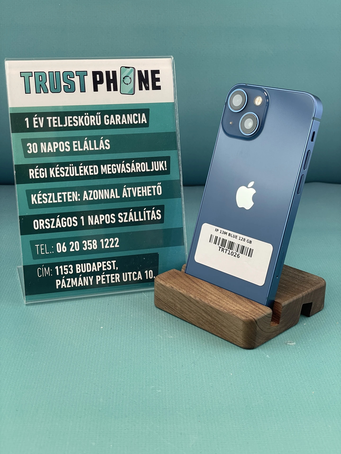 !! 1 ÉV GARANCIA !! iPhone 13 Mini Blue 128 GB – TRT1026 – 100% AKKU