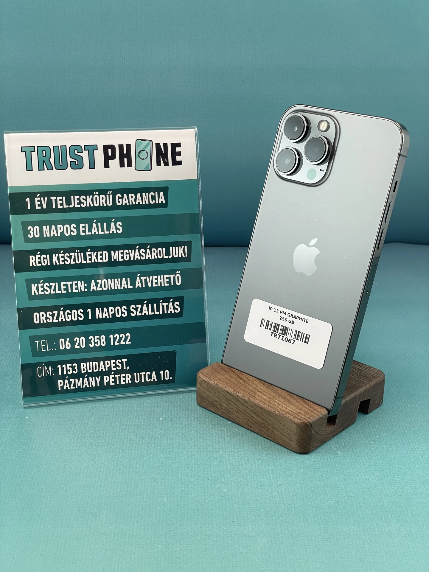 !! 1 ÉV GARANCIA !! iPhone 13 Pro Max Graphite 256 GB – TRT1067 – 100% AKKU