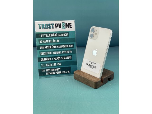 !! 1 ÉV GARANCIA !! iPhone 12 Mini White 128 GB – TRT1068 – 100% AKKU