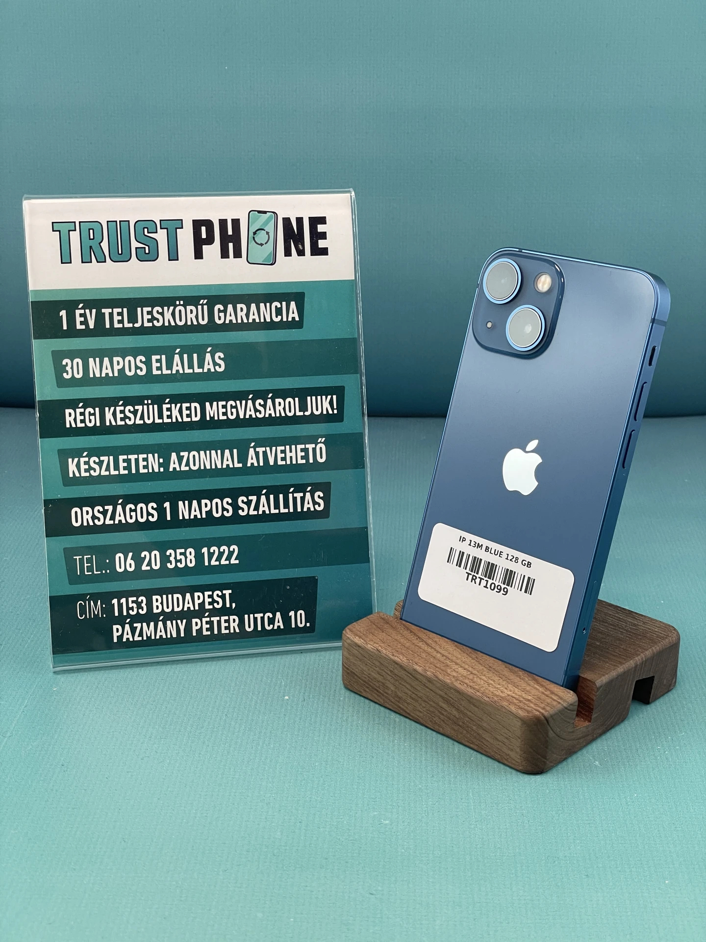 !! 1 ÉV GARANCIA !! iPhone 13 Mini Blue 128 GB – TRT1099 – 100% AKKU