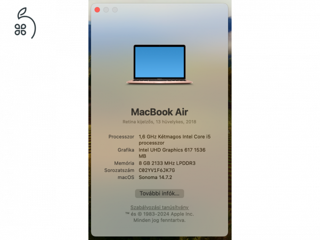 Megkímélt MacBook air 13