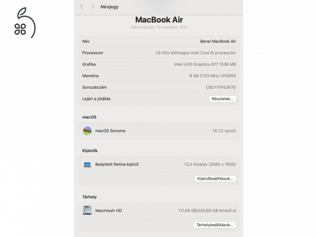 Megkímélt MacBook air 13