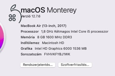 Tökéletes állapotú Macbook Air 13