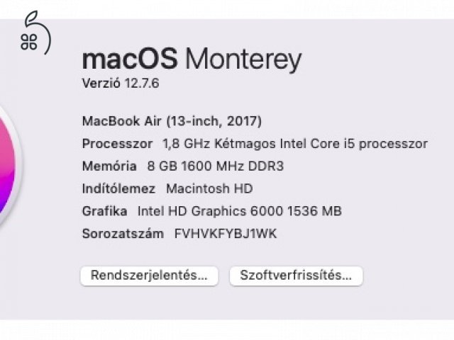 Tökéletes állapotú Macbook Air 13