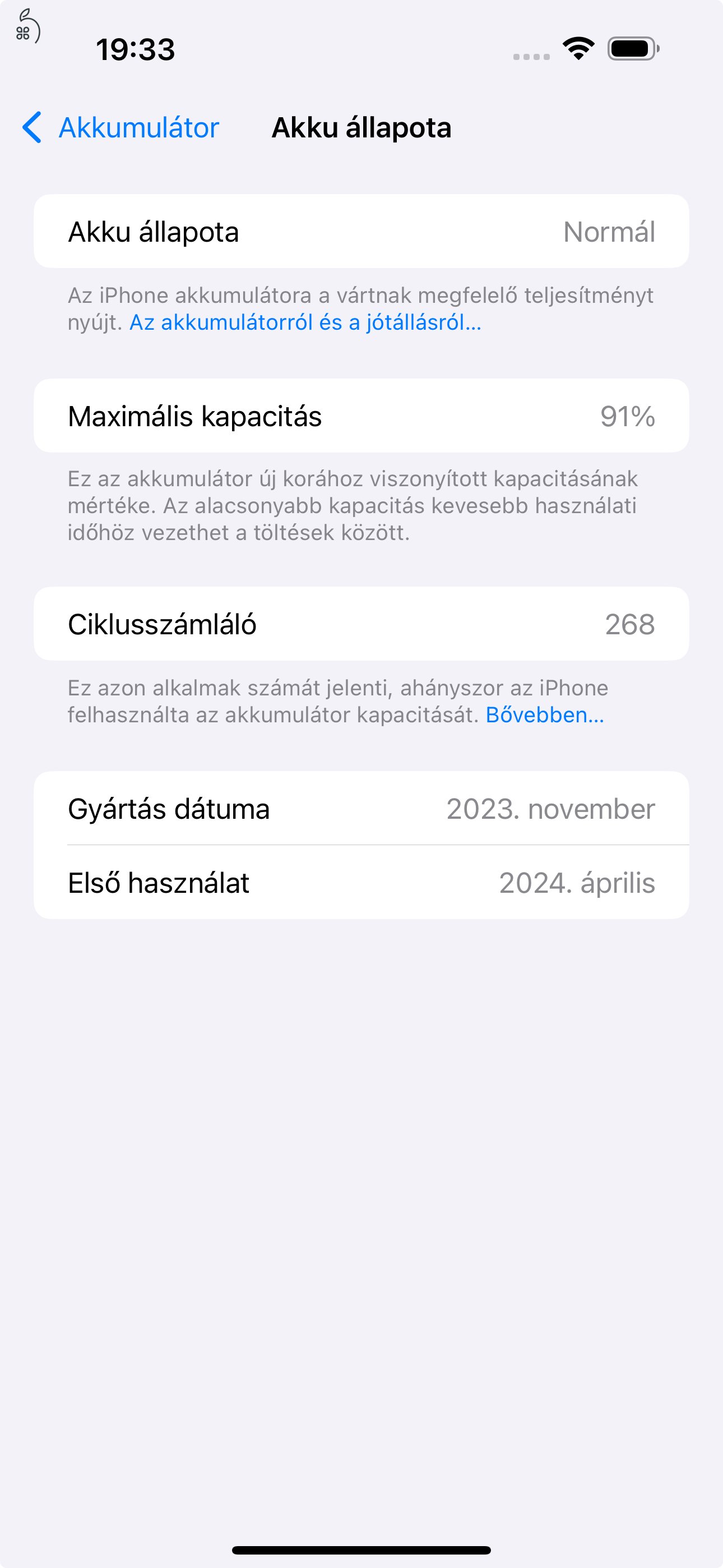 2024.04 vásárolt 15 pro max 256gb