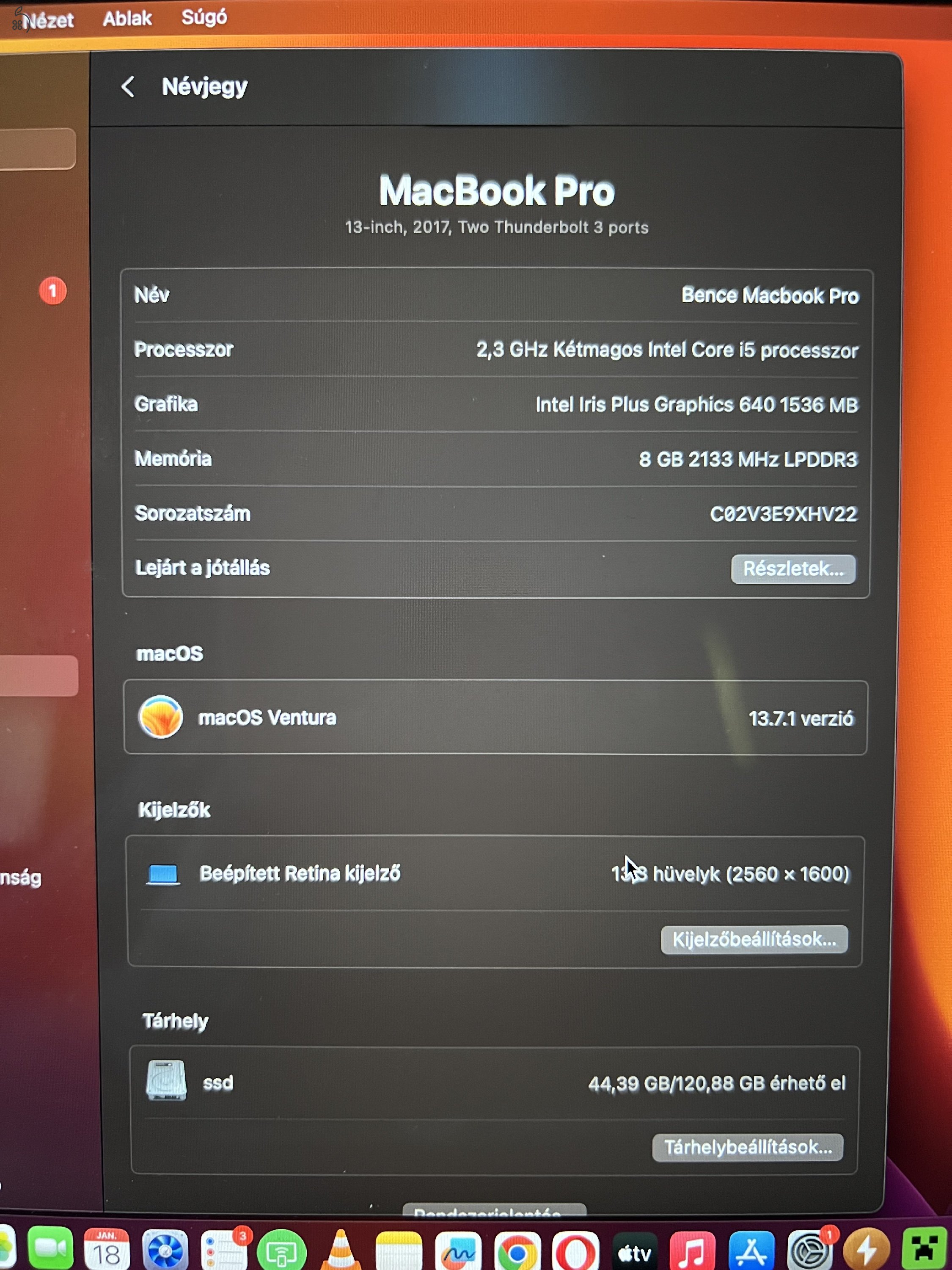 Macbook Pro 2017 13” 128GB