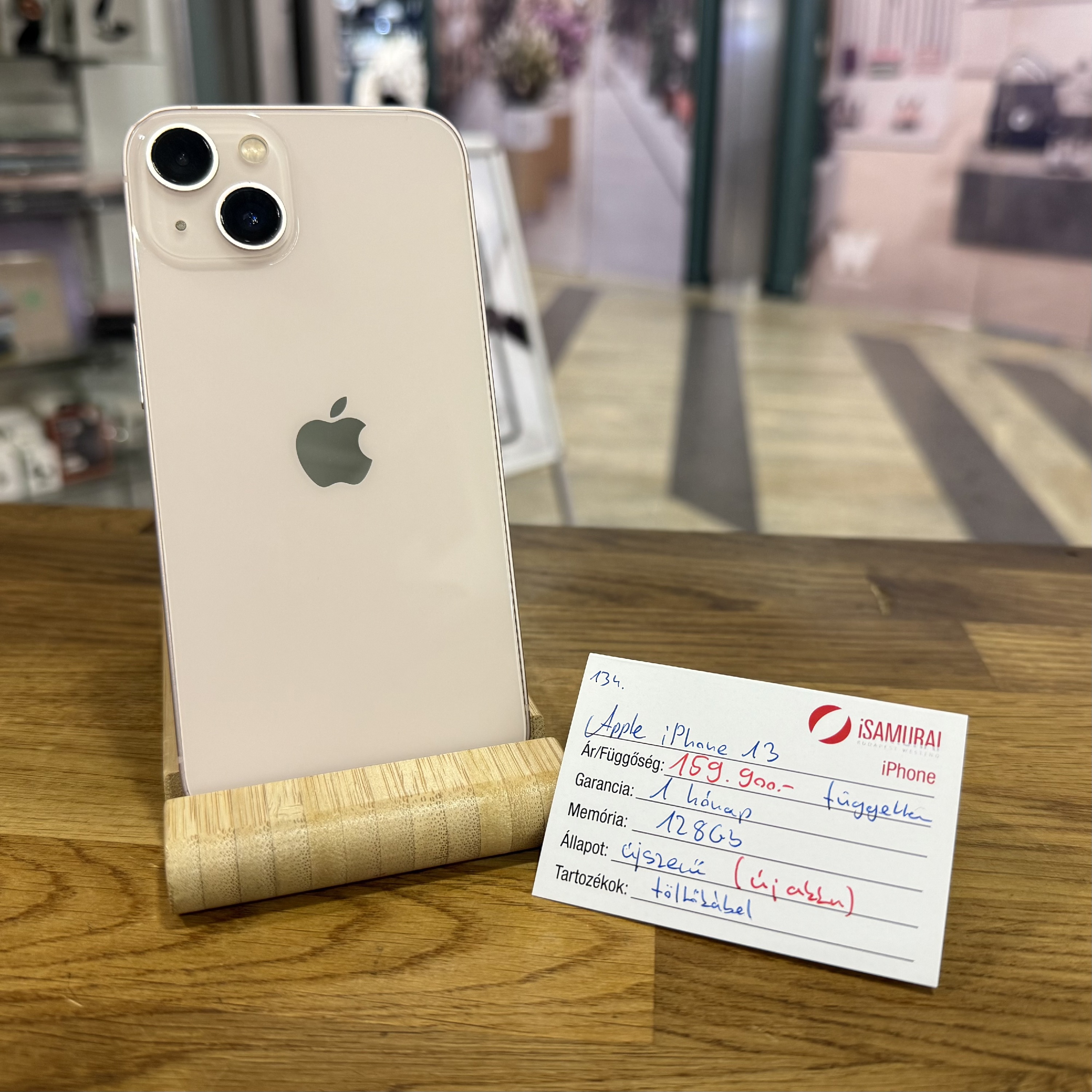 134. Apple iPhone 13 - 128 GB - Rózsaszín - Független - Új akku