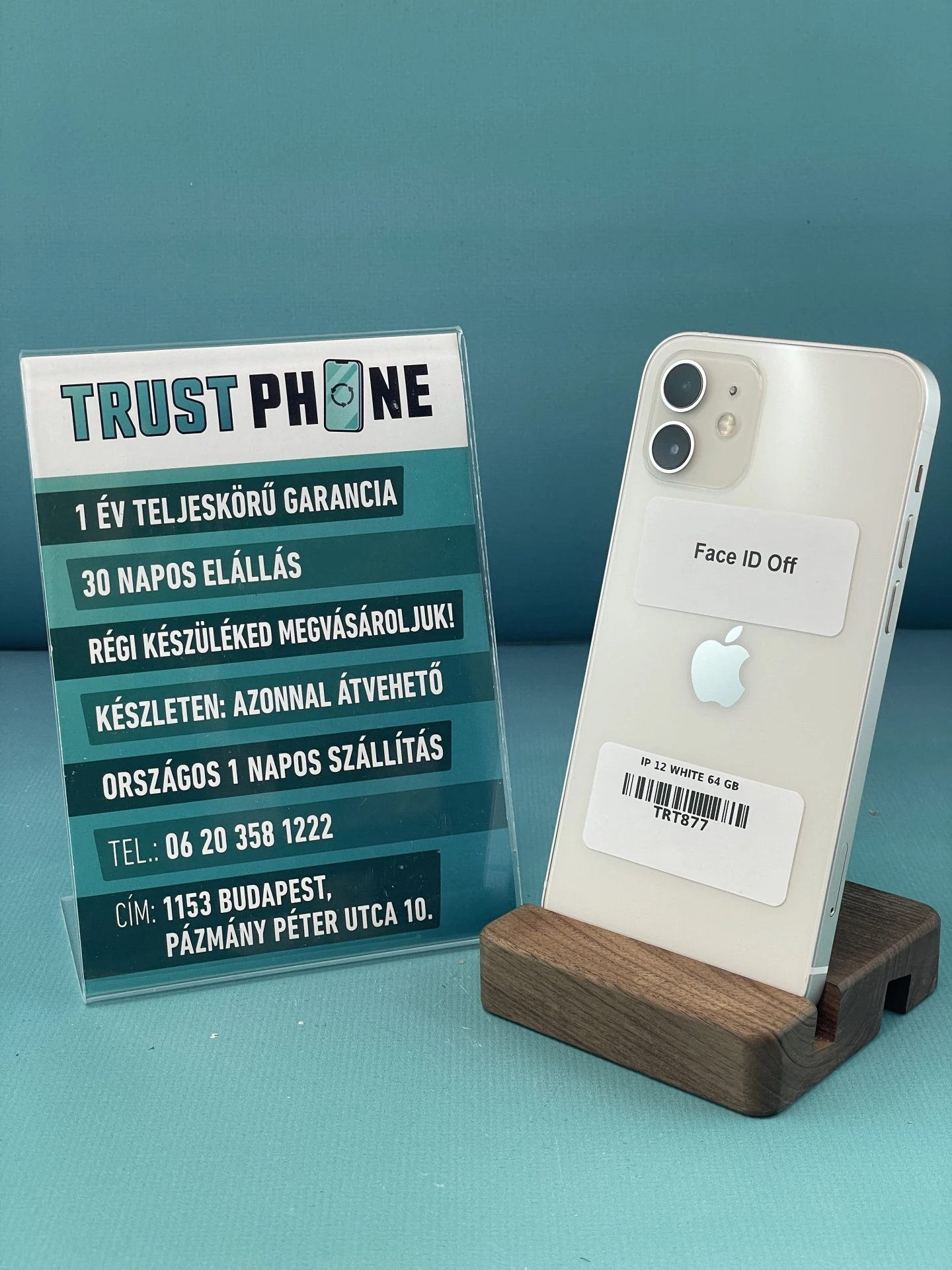 !! 1 ÉV GARANCIA !! iPhone 12 White 64 GB – TRT877 – 100% AKKU