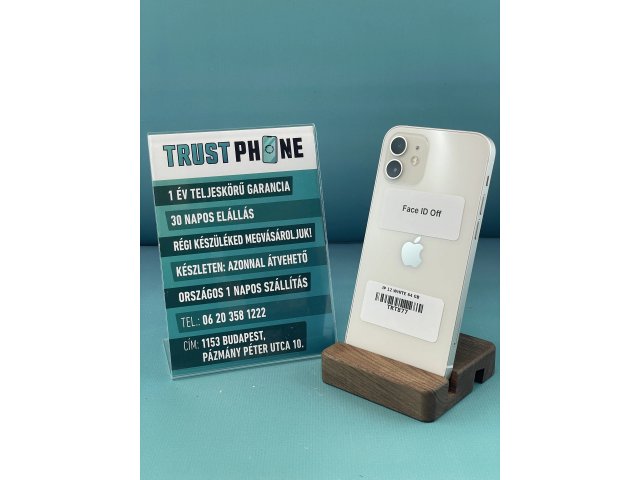 !! 1 ÉV GARANCIA !! iPhone 12 White 64 GB – TRT877 – 100% AKKU