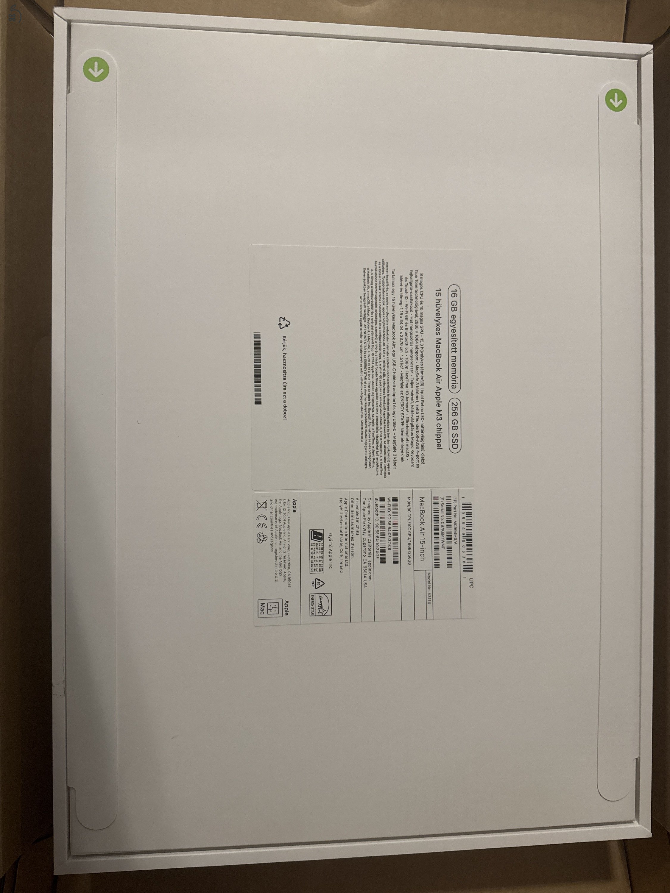 Macbook Air 15” M3 2024 16GB 256GB SSD