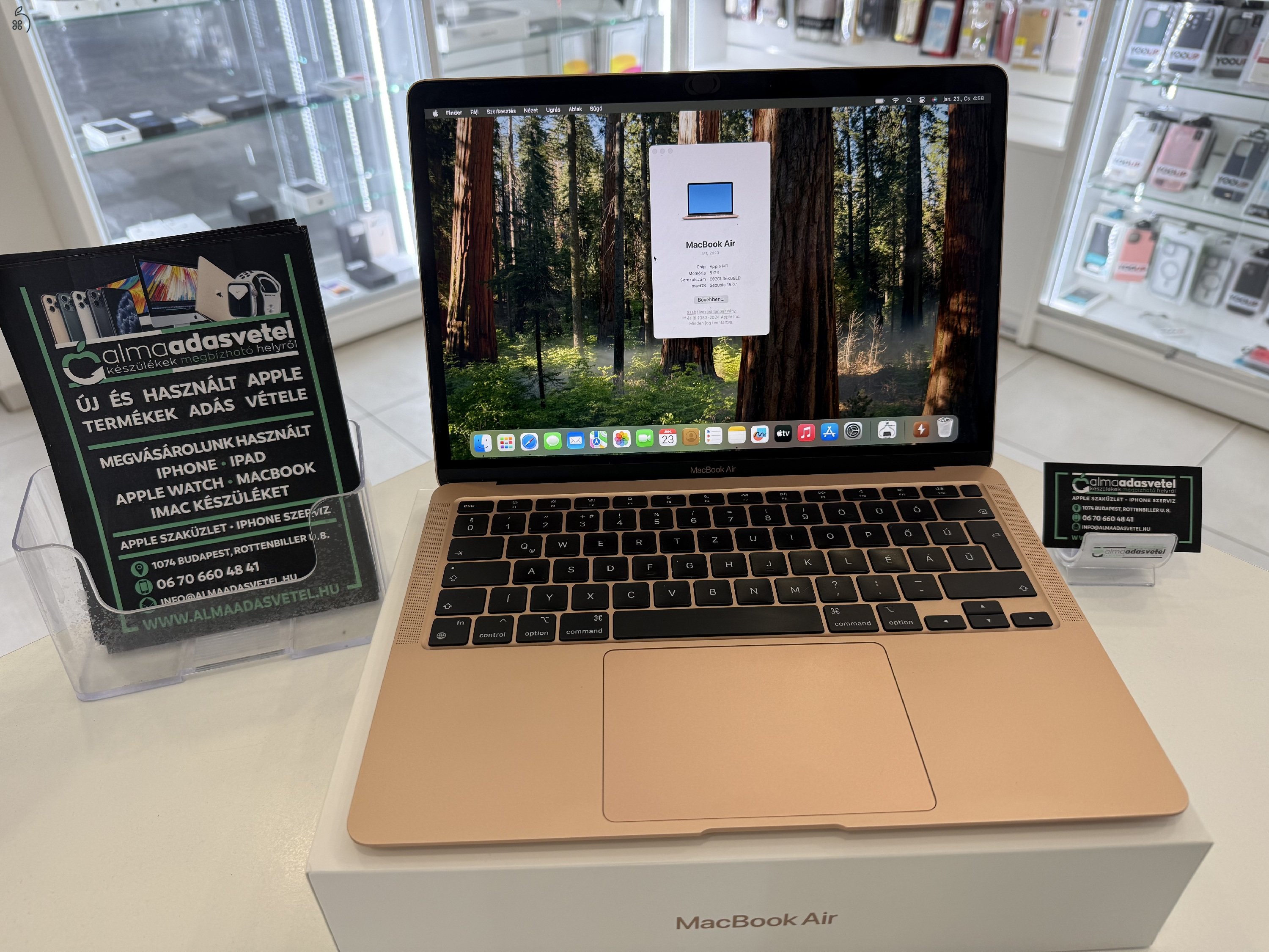 MacBook Air M1 Újszerű /8GB/512ssd/1-3 hónap gar./Akku 83%/p3996