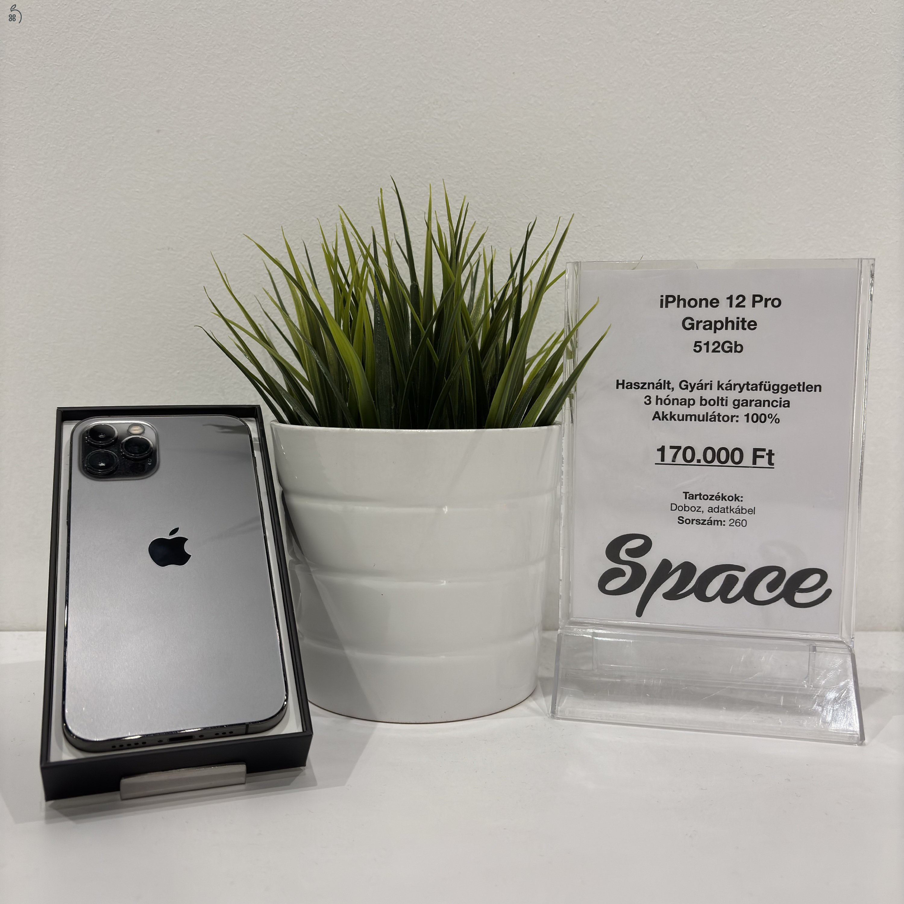 iPhone 12 Pro / 512GB / Graphite / Gyári kártyafüggetlen (260)