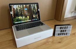 2020 MacBook Air M1 / 8GB / 256GB SSD / Magyar / Silver / 99% Aksi / Új Kijelzővel / Eladó ! ! !