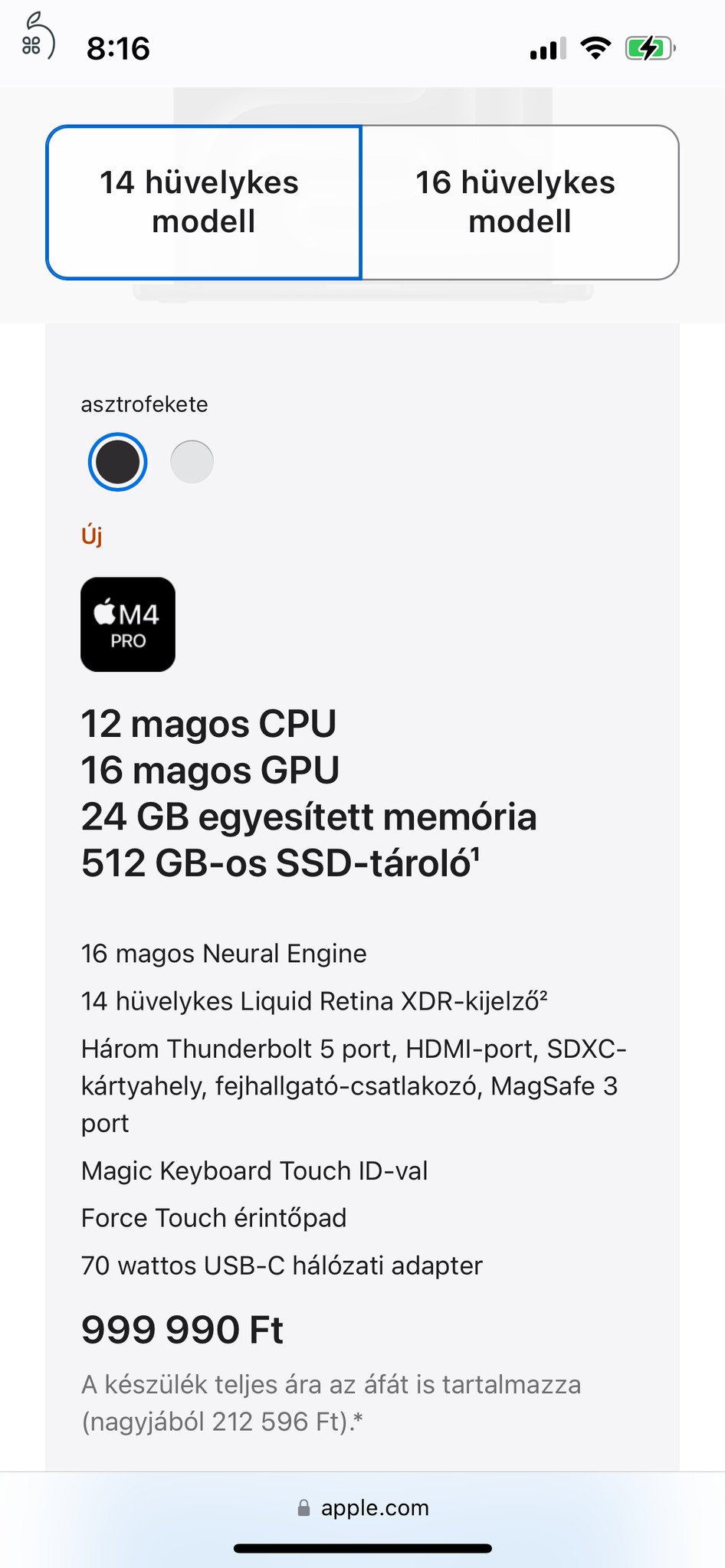 ÚJ - 2024 MacBook Pro Retina 14