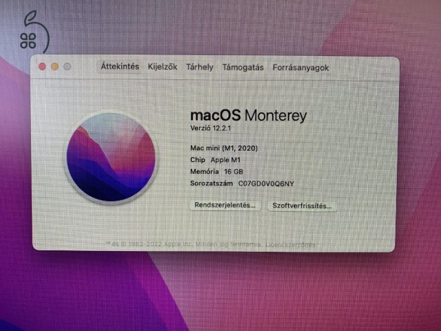 Eladó újszerű M1 Mac mini 8C CPU/16GB/512GB/8C GPU