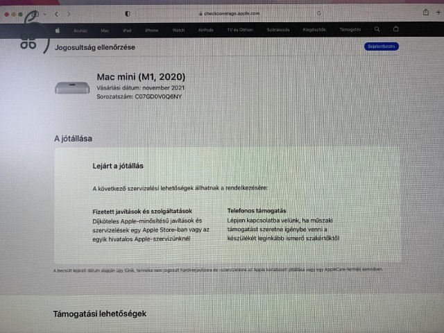 Eladó újszerű M1 Mac mini 8C CPU/16GB/512GB/8C GPU