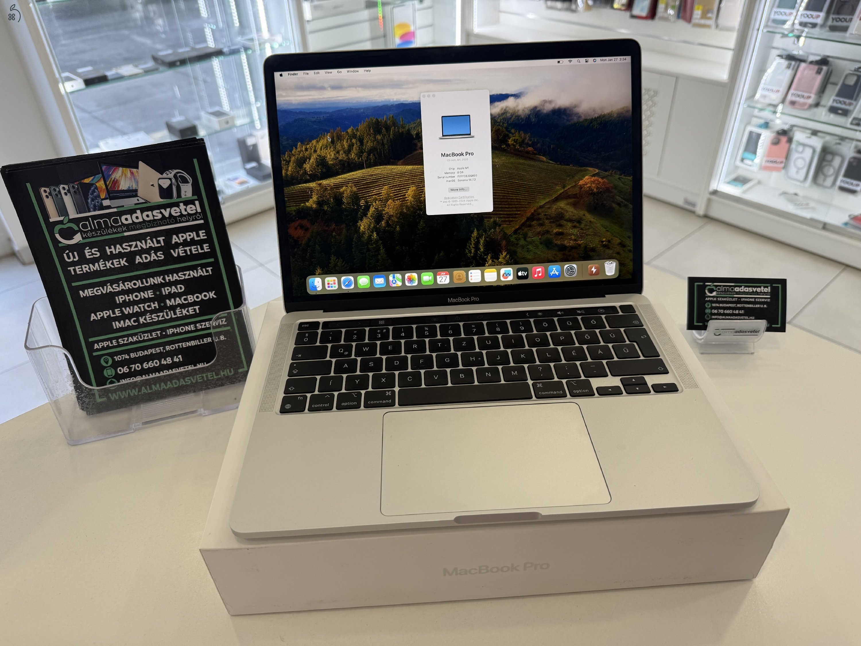 MacBook Pro M1 Megkímélt/8GB/256ssd/1 hónap ga./Akku 87%/Magyar Bill./