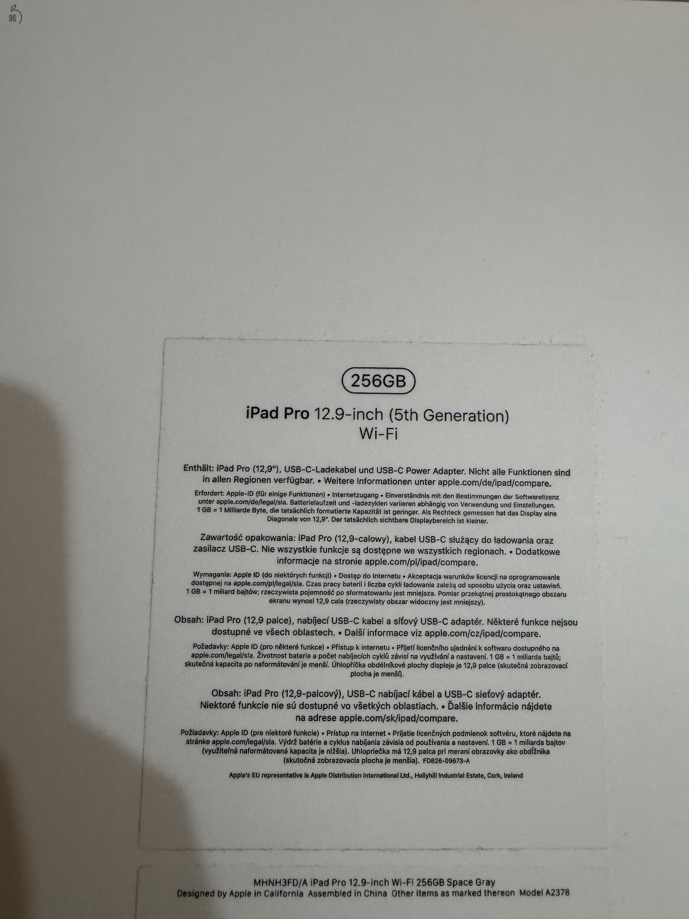 Eladó Apple IPad Pro 12.9 (5.Gen)  Wi-Fi 256 GB