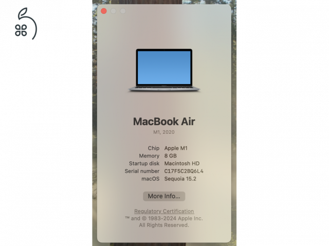 Apple Macbook Air M1 8GB/256GB Asztroszürke