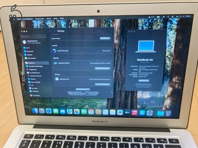 Tökéletes állapotú MacBook Air 13 (2017) 256 Gb tárhely 100% akksi