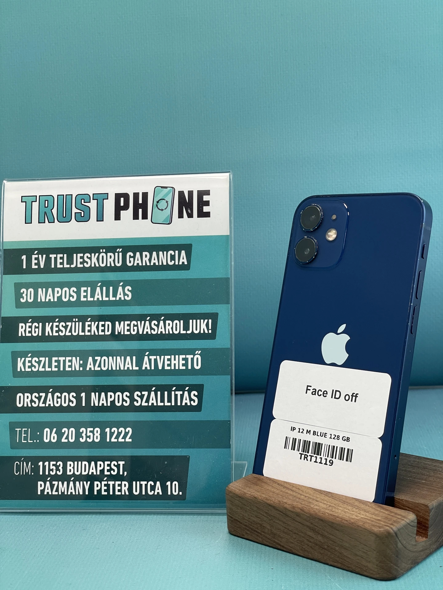 !! 1 ÉV GARANCIA !! iPhone 12 Mini Blue 128 GB – TRT578 – 100% AKKU