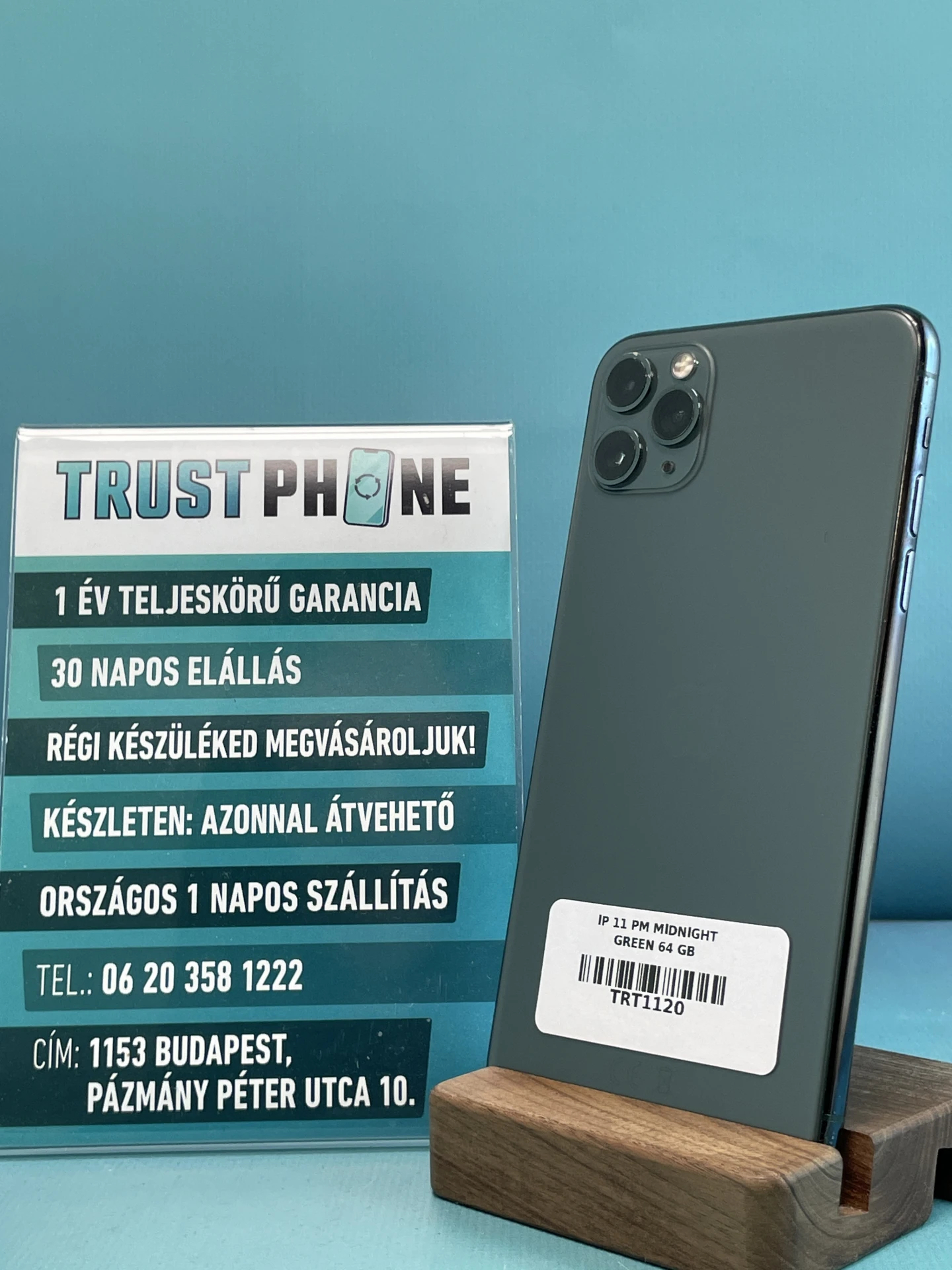 !! 1 ÉV GARANCIA !! iPhone 11 Pro Max Midnight Green 64 GB – TRT730 – 100% AKKU