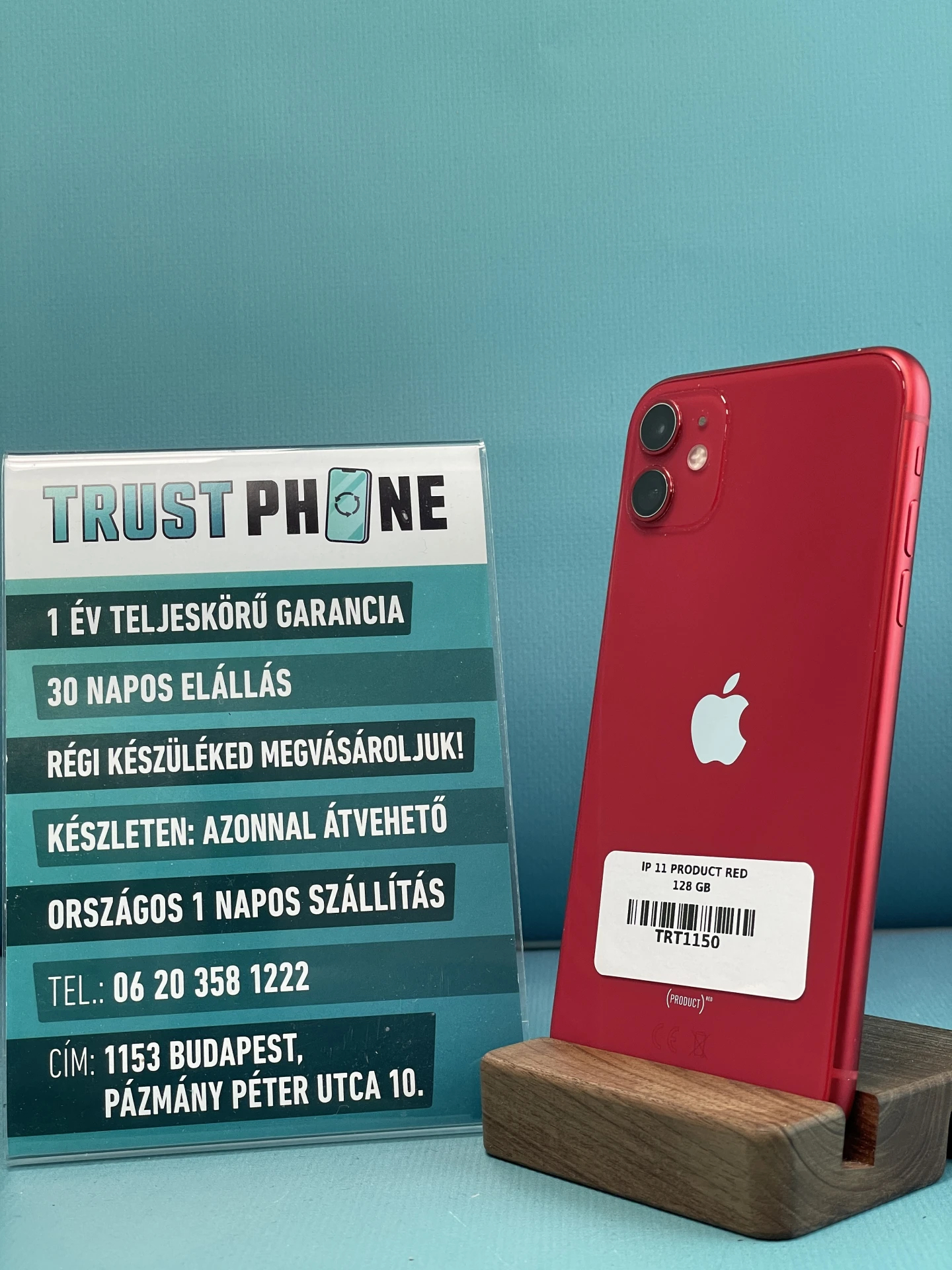 !! 1 ÉV GARANCIA !! iPhone 11 PRODUCT RED 128 GB – TRT1150 – 100% AKKU