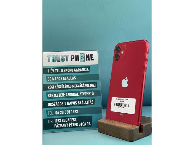 !! 1 ÉV GARANCIA !! iPhone 11 PRODUCT RED 128 GB – TRT1150 – 100% AKKU