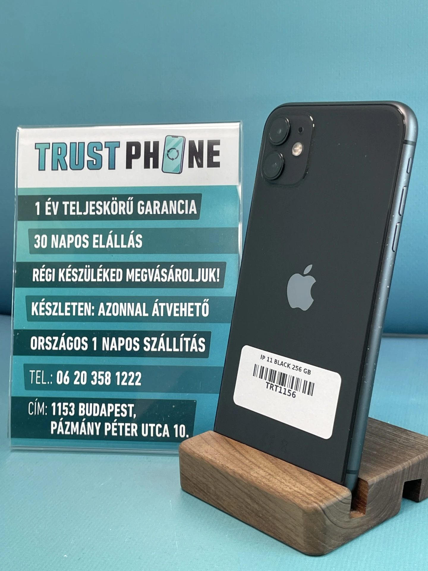 !! 1 ÉV GARANCIA !! iPhone 11 Black 256 GB – TRT1156 – 100% AKKU