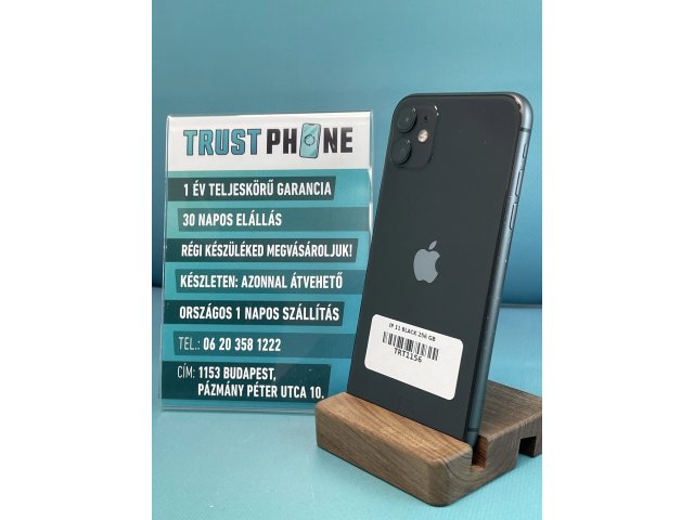 !! 1 ÉV GARANCIA !! iPhone 11 Black 256 GB – TRT1156 – 100% AKKU