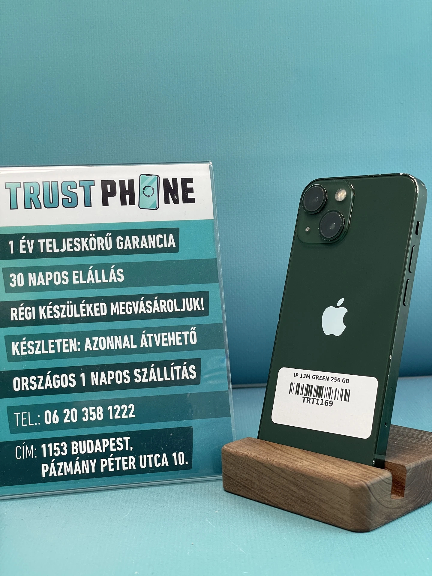 !! 1 ÉV GARANCIA !! iPhone 13 Mini Green 256 GB – TRT1169 – 100% AKKU