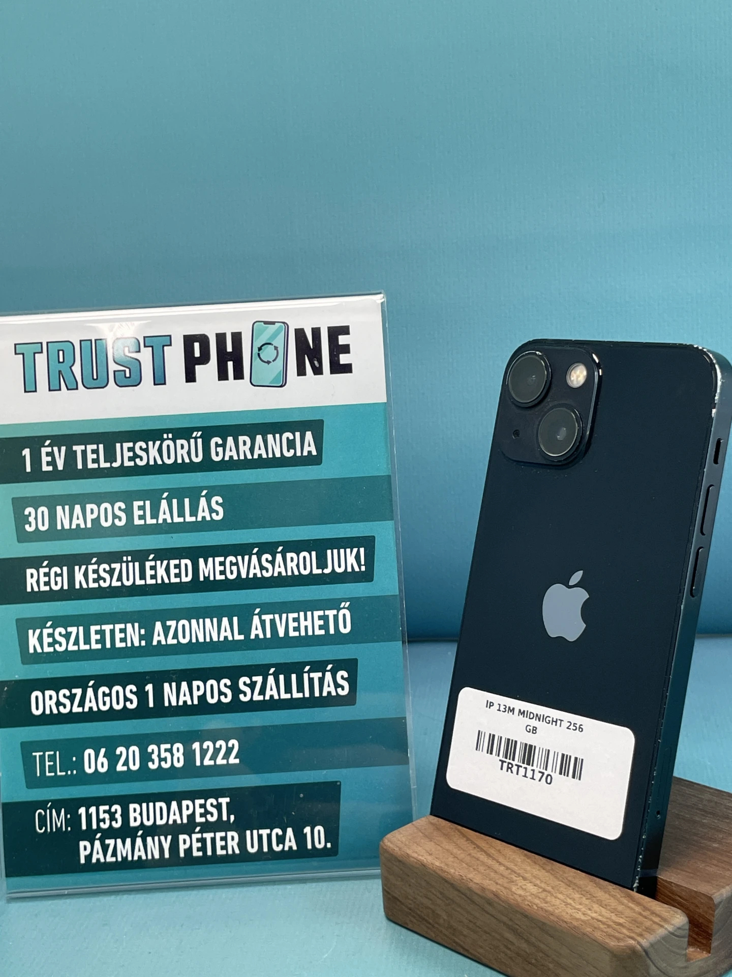 !! 1 ÉV GARANCIA !! iPhone 13 Mini Midnight 256 GB – TRT1170 – 100% AKKU