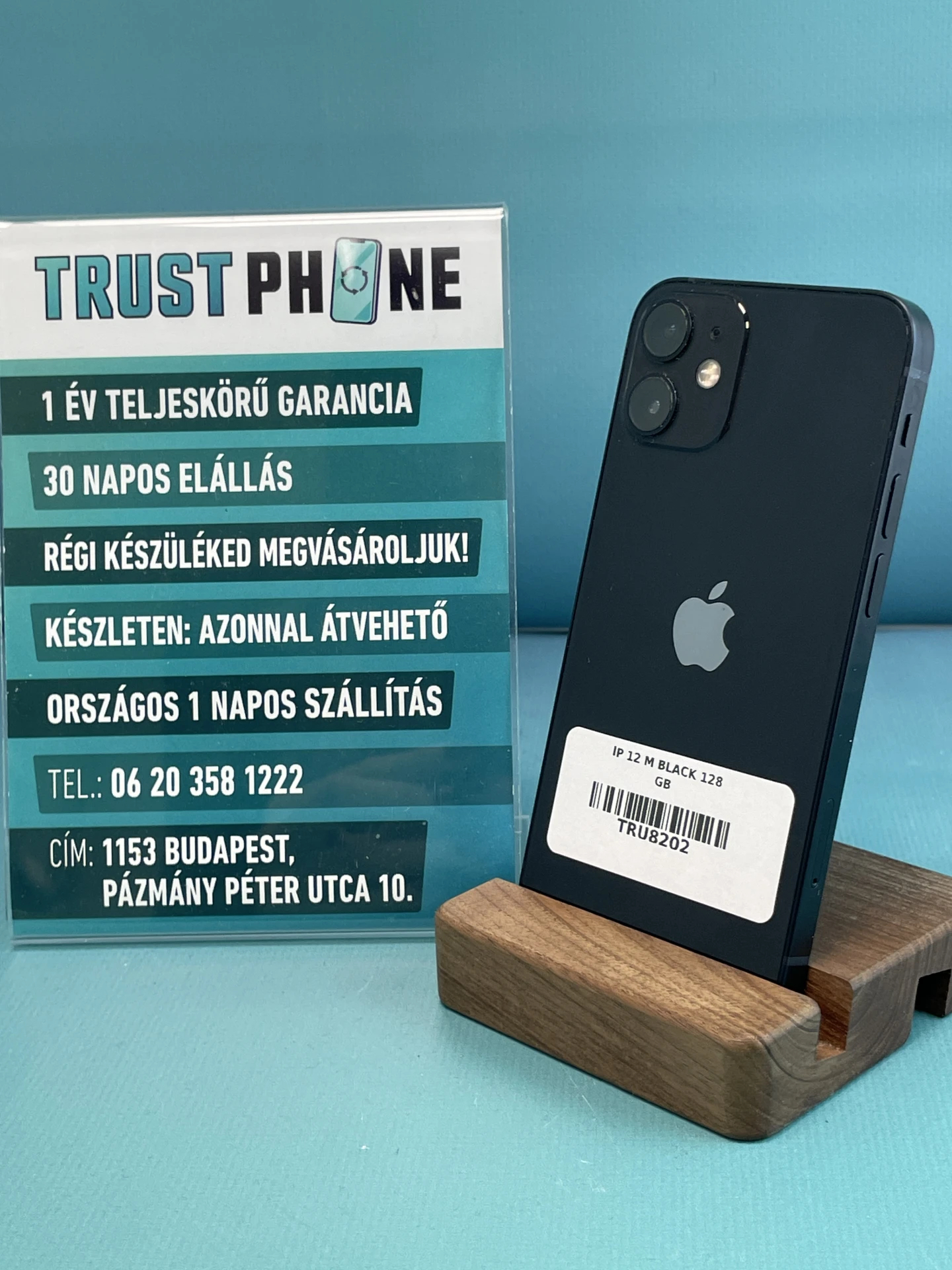 !! 1 ÉV GARANCIA !! iPhone 12 Mini Black 128 GB – TRT1178 – 100% AKKU