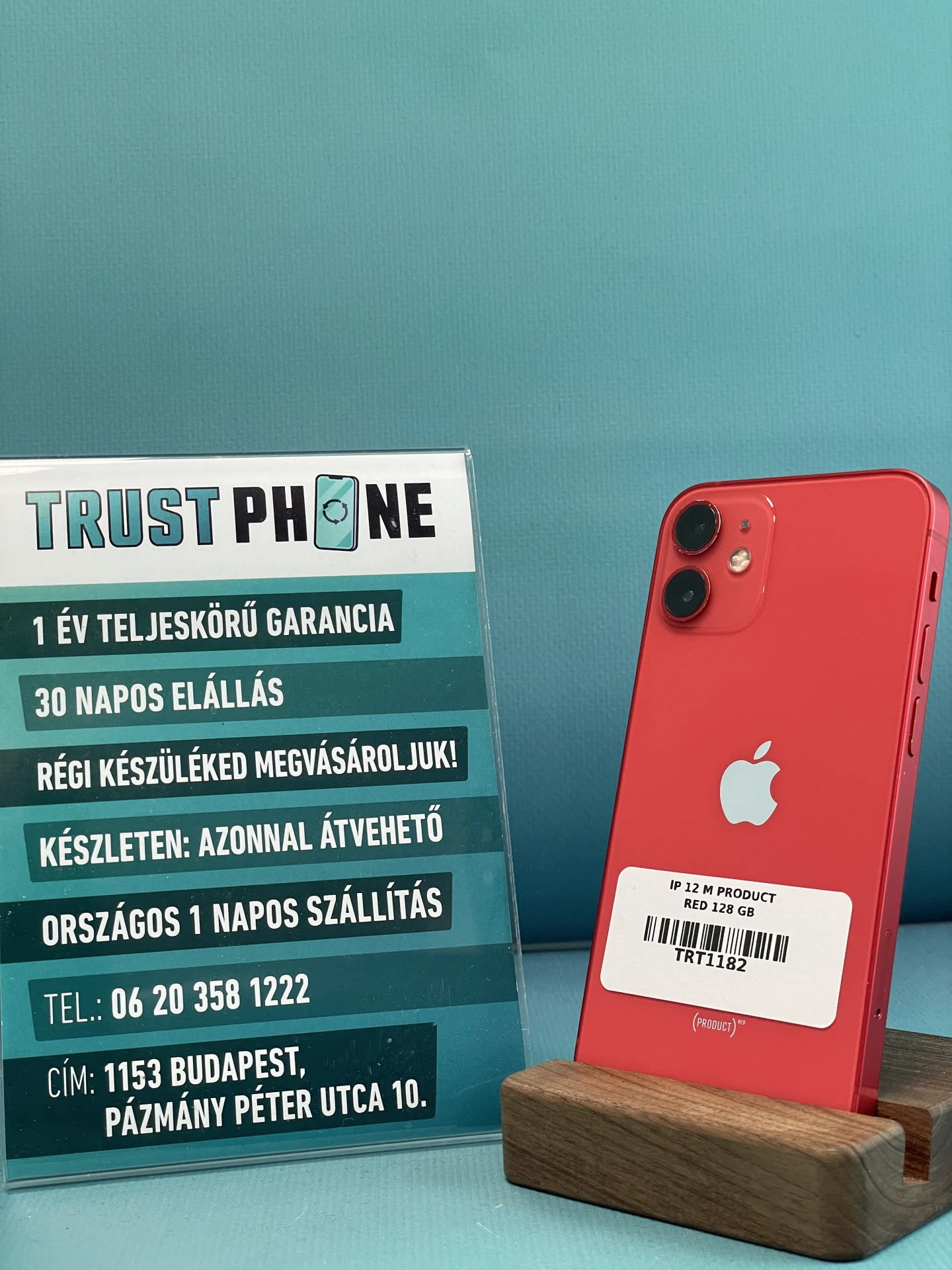 !! 1 ÉV GARANCIA !! iPhone 12 Mini PRODUCT RED 128 GB – TRT1182 – 100% AKKU