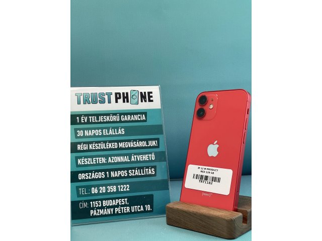 !! 1 ÉV GARANCIA !! iPhone 12 Mini PRODUCT RED 128 GB – TRT1182 – 100% AKKU