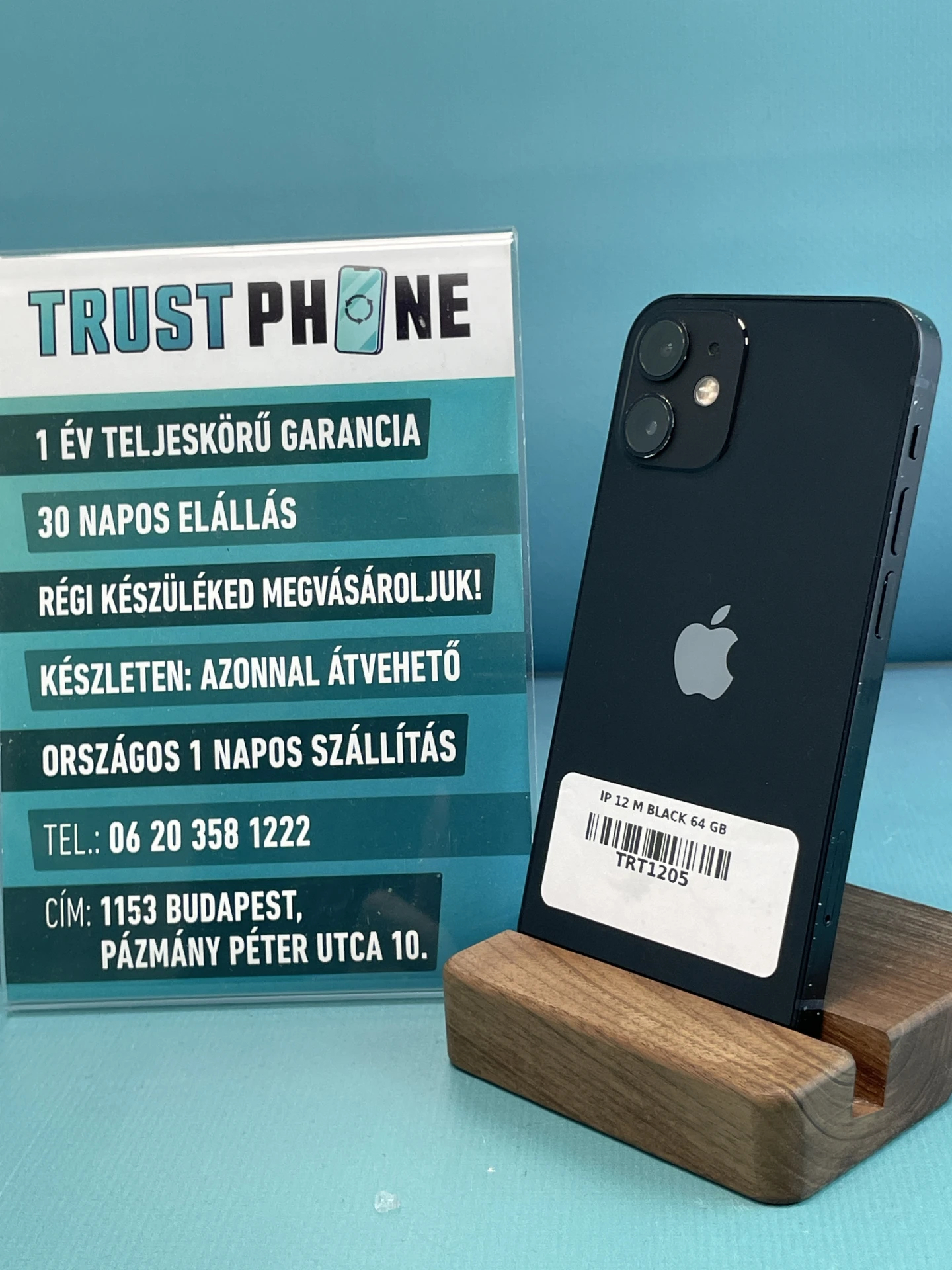 !! 1 ÉV GARANCIA !! iPhone 12 Mini Black 64 GB – TRT1184 – 100% AKKU