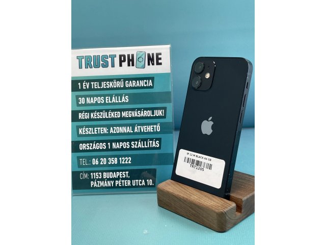 !! 1 ÉV GARANCIA !! iPhone 12 Mini Black 64 GB – TRT1188 – 100% AKKU