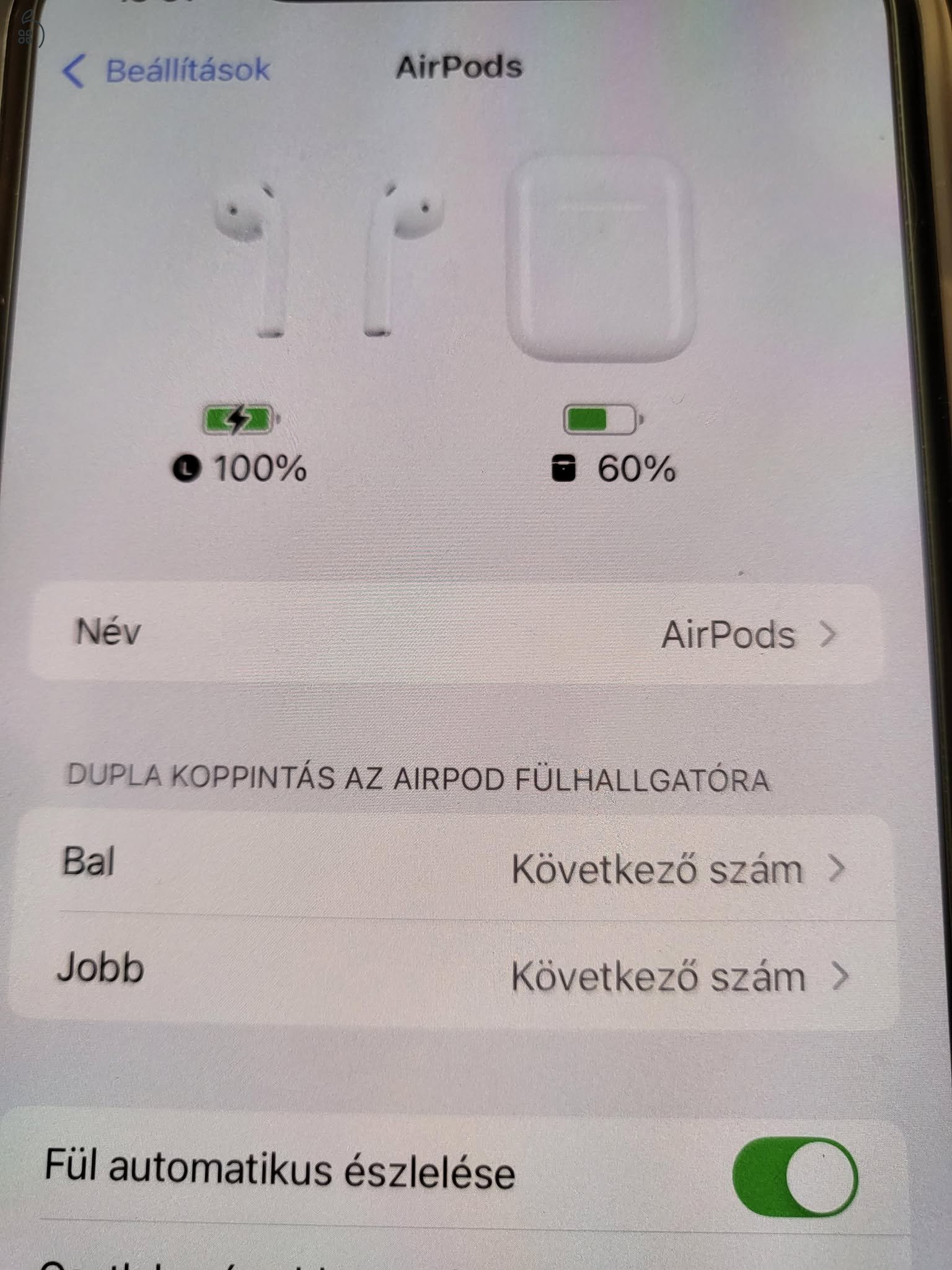 UTOLSÓ ÁR! AirPods 2 Vezetéknélküli töltőtok+baloldal