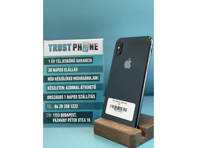 !! 1 ÉV GARANCIA !! iPhone X Space Gray 64 GB – TRT1252 – 93% AKKU