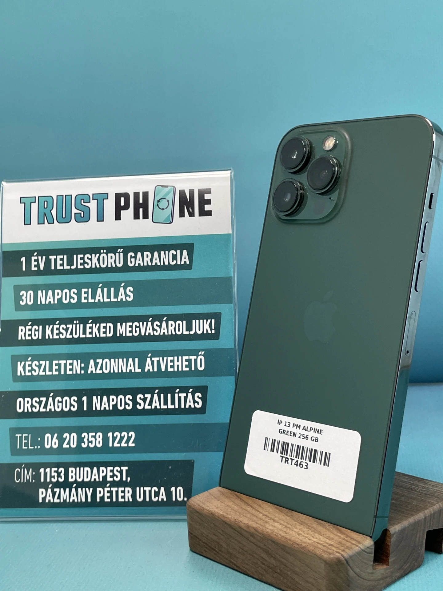 !! 1 ÉV GARANCIA !! iPhone 13 Pro Max Alpine Green 256 GB – TRT463 – 100% AKKU