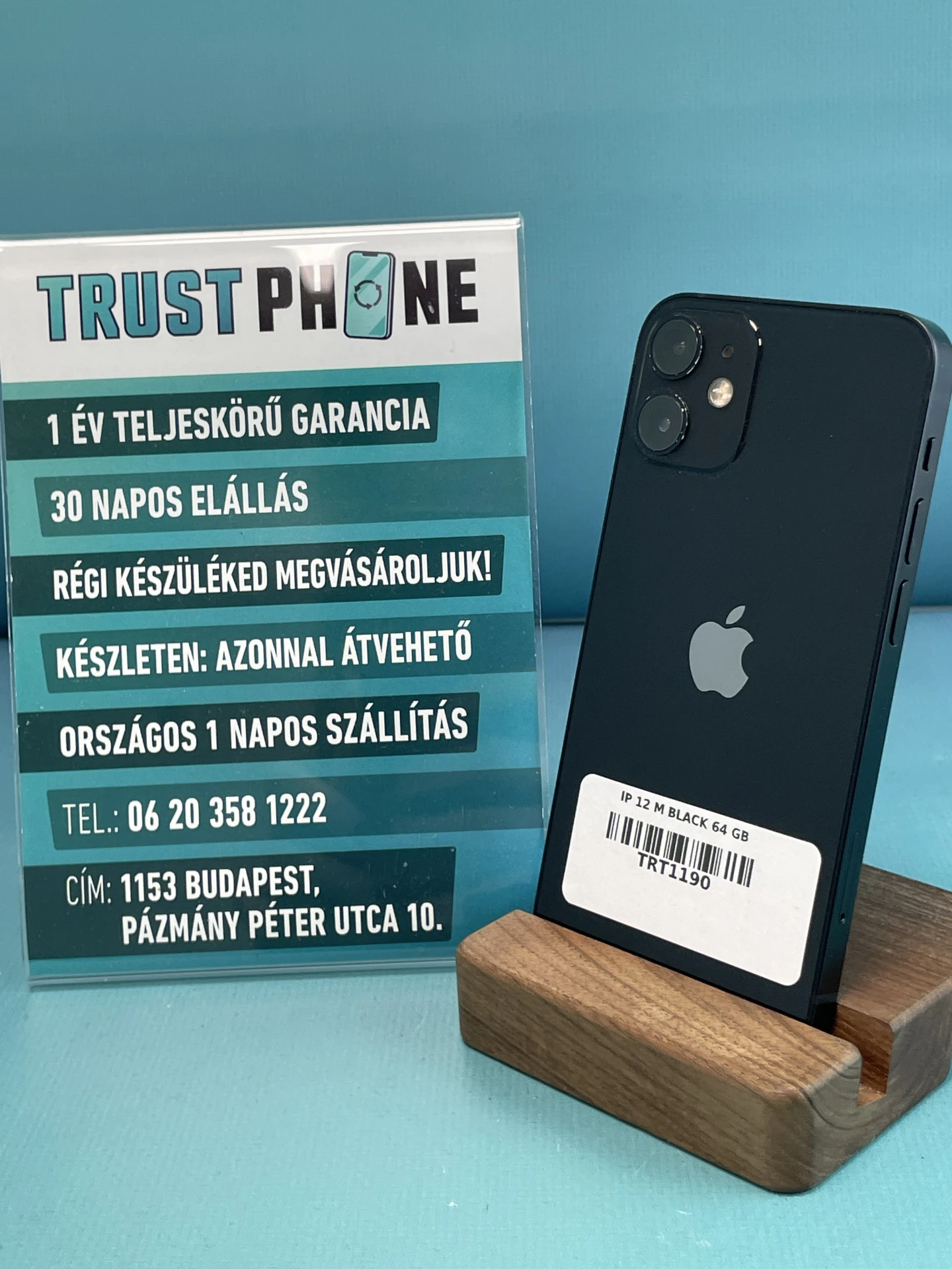 !! 1 ÉV GARANCIA !! iPhone 12 Mini Black 64 GB – TRT1190 – 100% AKKU