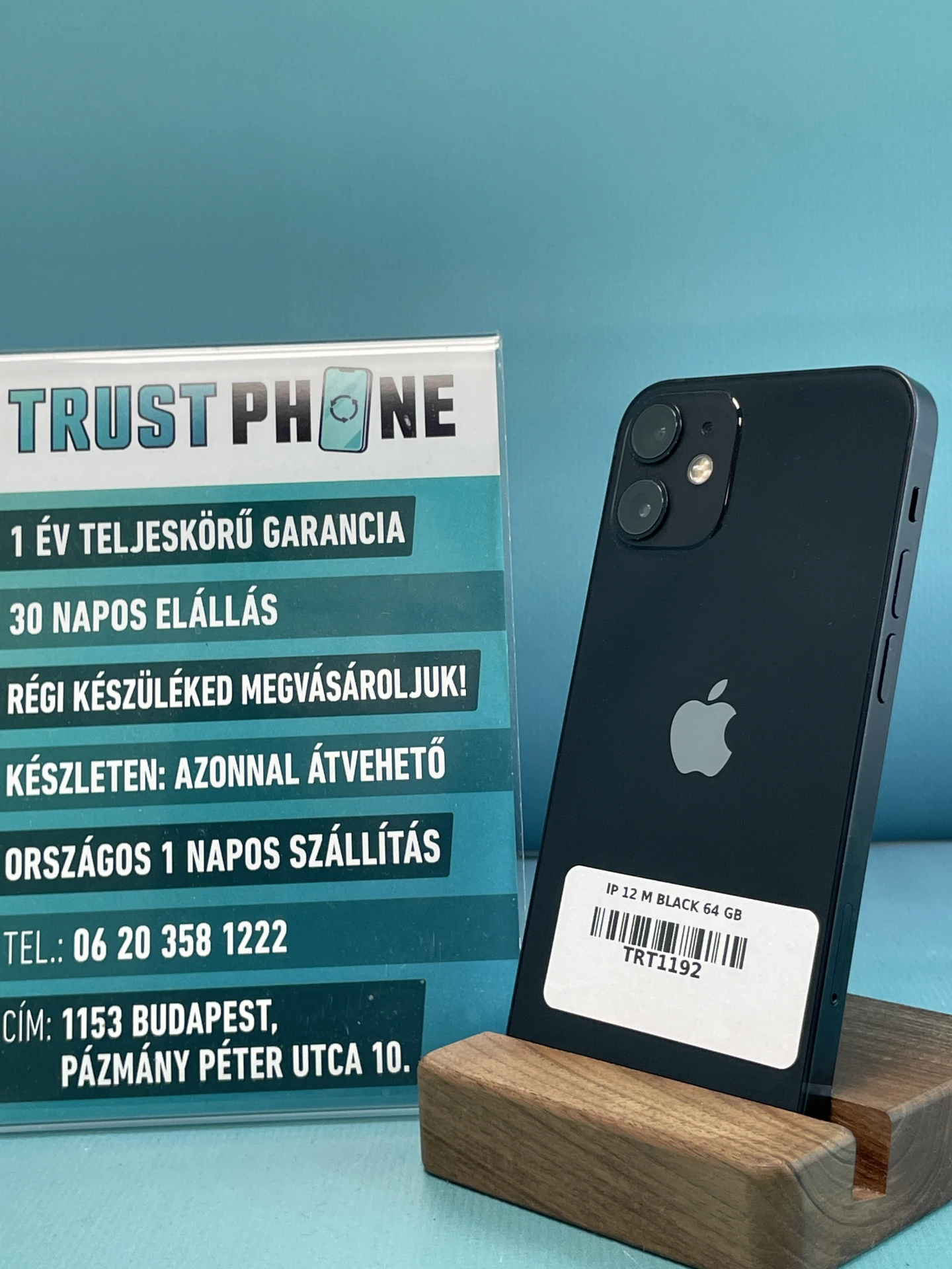 !! 1 ÉV GARANCIA !! iPhone 12 Mini Black 64 GB – TRT1192 – 100% AKKU