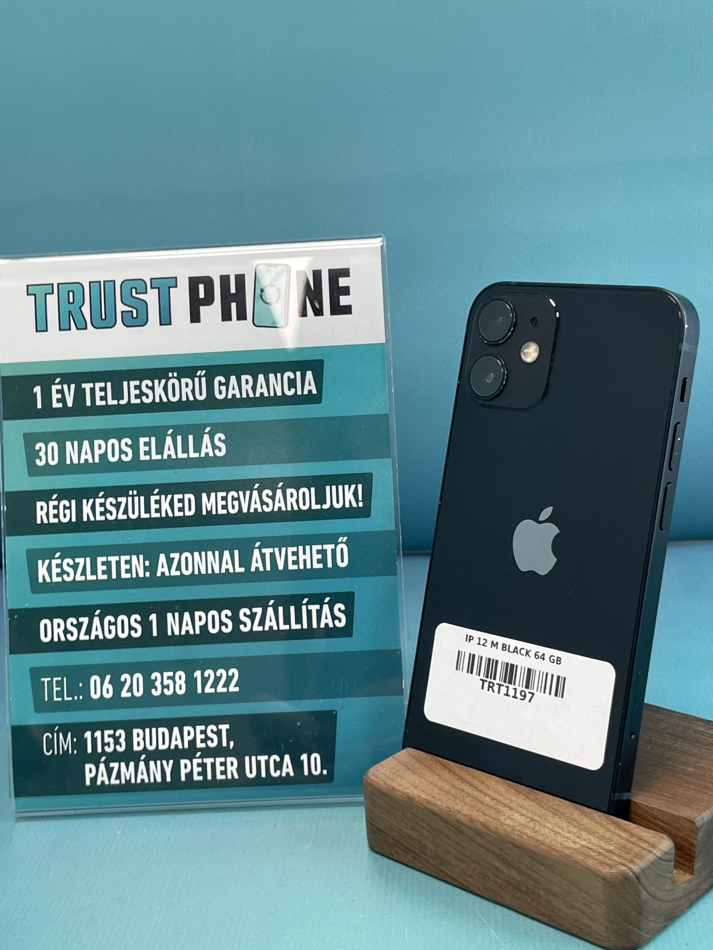 !! 1 ÉV GARANCIA !! iPhone 12 Mini Black 64 GB – TRT1197 – 100% AKKU