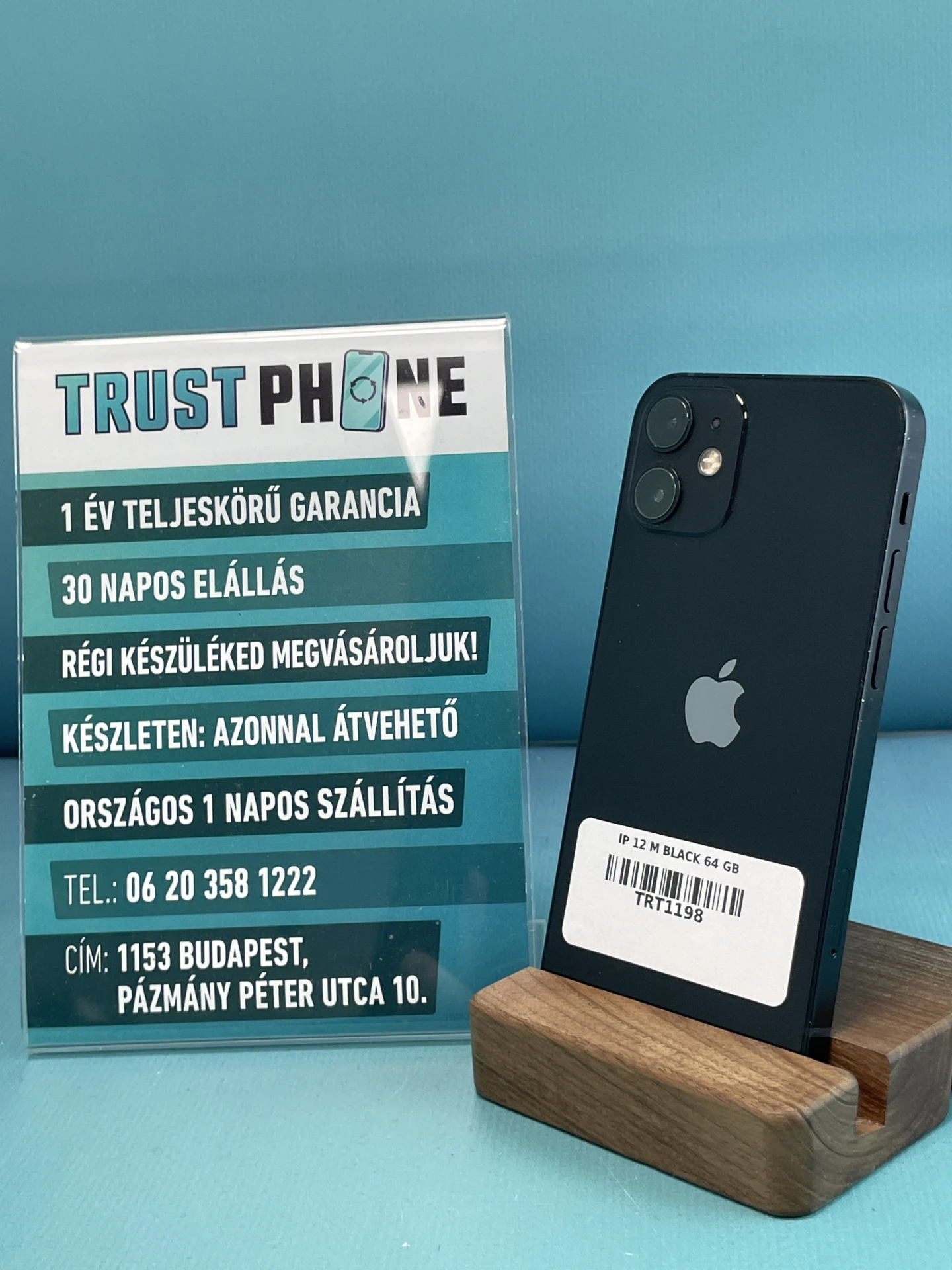 !! 1 ÉV GARANCIA !! iPhone 12 Mini Black 64 GB – TRT1198 – 100% AKKU